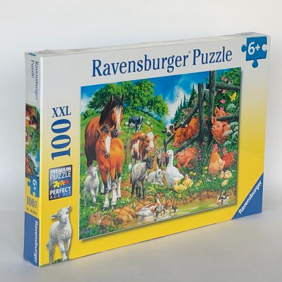 New sealed Ravensburger 100XXL Puzzle-Animals Get Together 100 Pcs Farm Animals - Picture 12 of 16